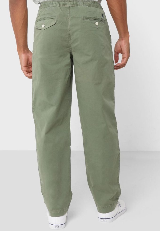 Zelené pánské kalhoty Ralph Lauren se stahovací šňůrkou uvolněného střihu Chinos