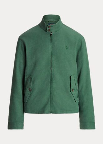 Zelené pánské keprové bundy Ralph Lauren Linen-Blend Rybí kost
