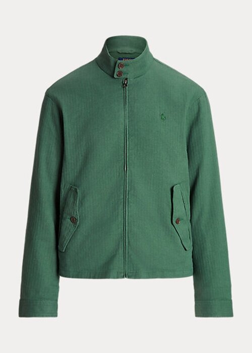 Zelené pánské keprové bundy Ralph Lauren Linen-Blend Rybí kost Zelené pánské keprové bundy Ralph Lauren Linen-Blend Rybí kost