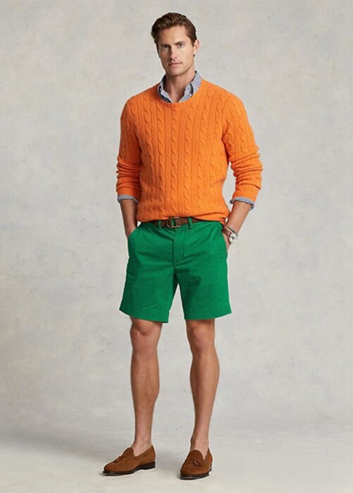 Zelené pánské šortky Ralph Lauren Stretch Straight Fit Chino Zelené pánské šortky Ralph Lauren Stretch Straight Fit Chino