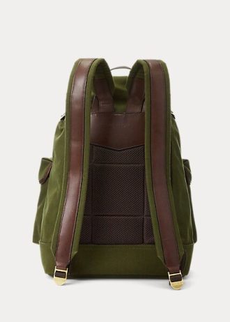 Zelené pánské plátěné batohy Ralph Lauren s koženým lemem
