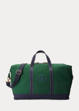 Zelené pánské plátěné tašky Ralph Lauren s vyšívaným logem