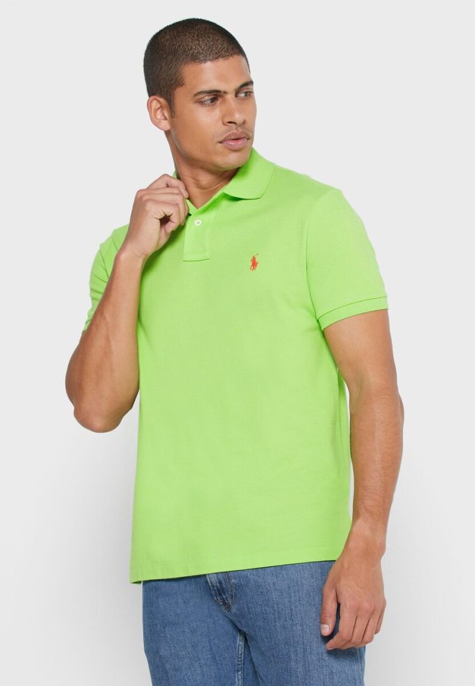 Zelené pánské polokošile Ralph Lauren Basic Mesh