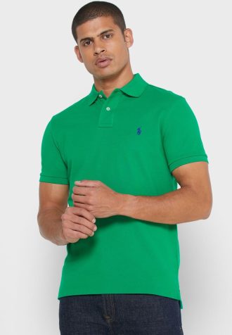 Zelené pánské polokošile Ralph Lauren Basic Mesh
