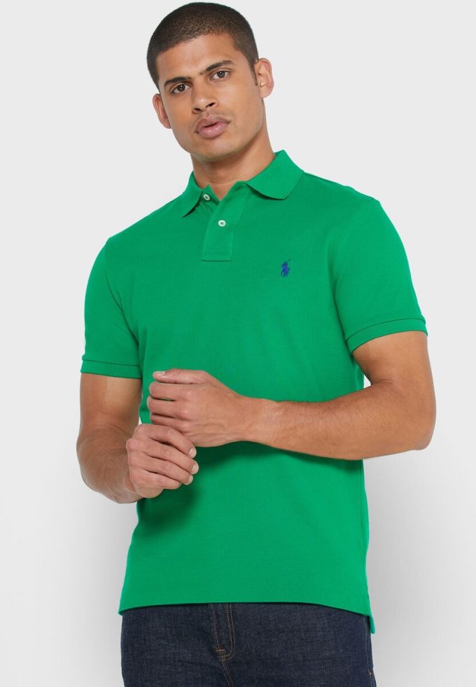 Zelené pánské polokošile Ralph Lauren Basic Mesh