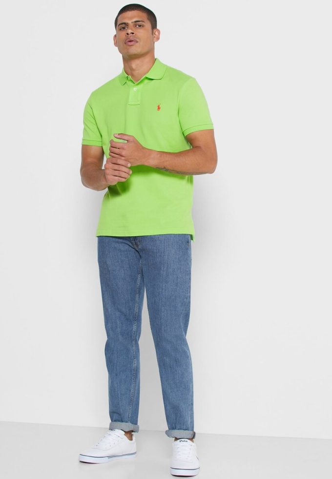 Zelené pánské polokošile Ralph Lauren Basic Mesh