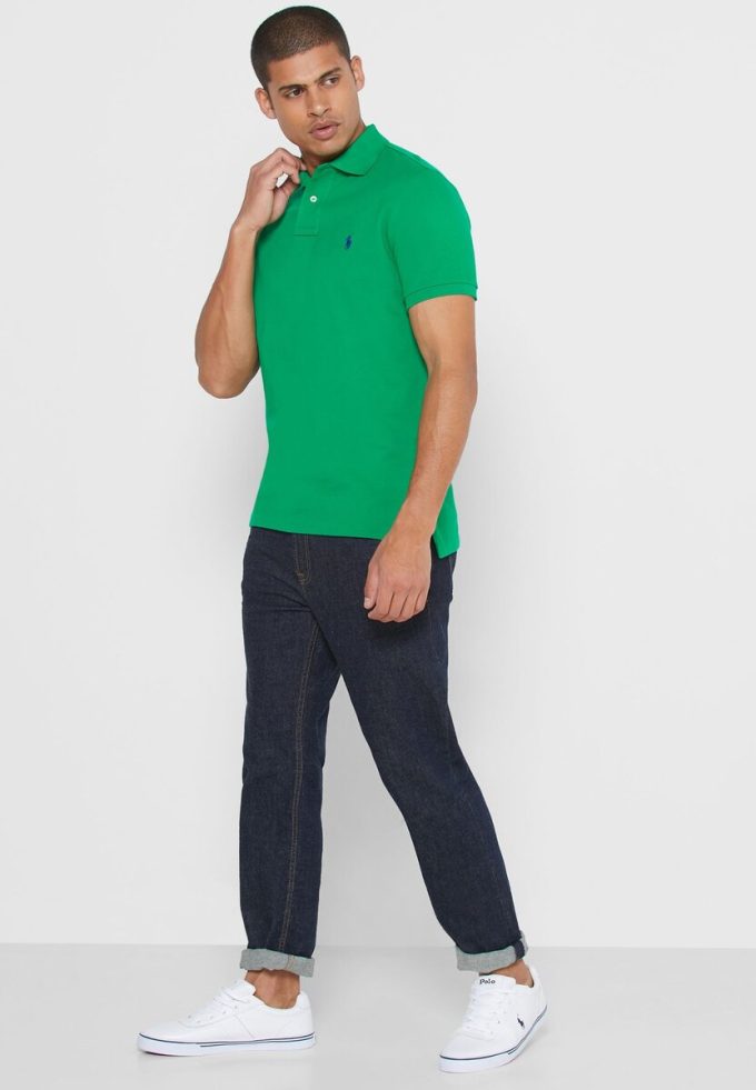 Zelené pánské polokošile Ralph Lauren Basic Mesh