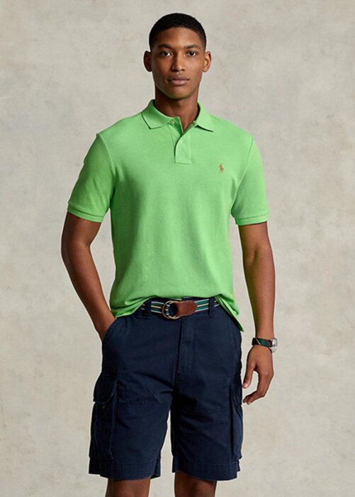Zelené pánské polokošile Slim Fit Mesh Ralph Lauren Custom Zelené pánské polokošile Slim Fit Mesh Ralph Lauren Custom