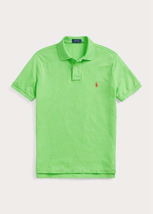 Zelené pánské polokošile Slim Fit Mesh Ralph Lauren Custom Zelené pánské polokošile Slim Fit Mesh Ralph Lauren Custom