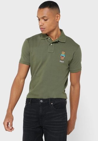 Zelené pánské polokošile Slim Fit Ralph Lauren Custom