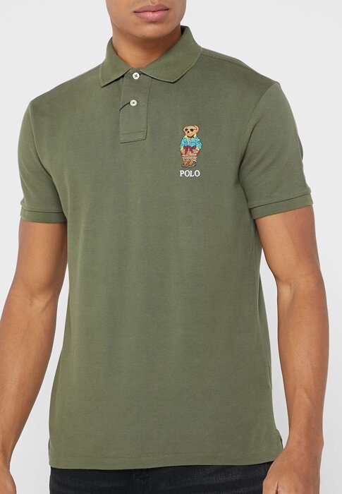 Zelené pánské polokošile Slim Fit Ralph Lauren Custom Zelené pánské polokošile Slim Fit Ralph Lauren Custom