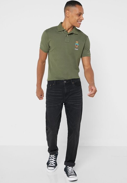 Zelené pánské polokošile Slim Fit Ralph Lauren Custom Zelené pánské polokošile Slim Fit Ralph Lauren Custom