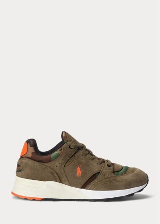 Zelené pánské Ralph Lauren Trackster 200 Suede & Tenisky Camo Twill