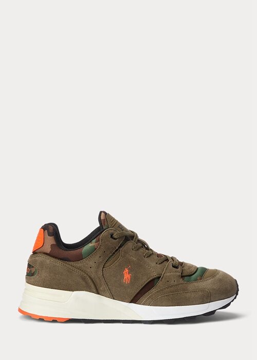 Zelené pánské Ralph Lauren Trackster 200 Suede & Tenisky Camo Twill Zelené pánské Ralph Lauren Trackster 200 Suede & Tenisky Camo Twill