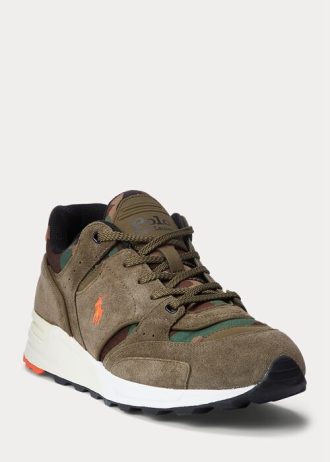 Zelené pánské Ralph Lauren Trackster 200 Suede & Tenisky Camo Twill