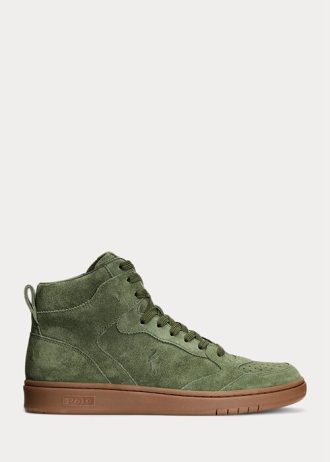 Zelené pánské semišové vysoké tenisky Ralph Lauren Court