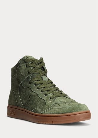 Zelené pánské semišové vysoké tenisky Ralph Lauren Court