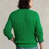 Zelené pánské svetry Ralph Lauren Bavlněné svetry s kabelovým úpletem Zelené pánské svetry Ralph Lauren Bavlněné svetry s kabelovým úpletem