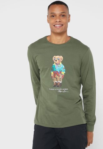 Zelená pánská trička Ralph Lauren Graphic Crew Neck