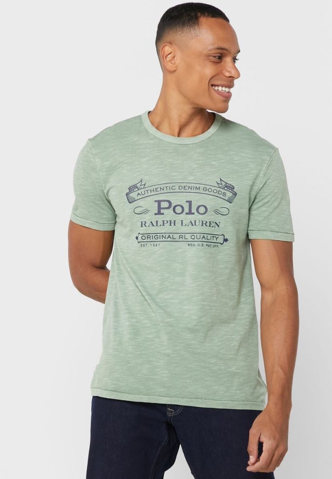 Zelená pánská trička Ralph Lauren Logo Crew Neck Zelená pánská trička Ralph Lauren Logo Crew Neck