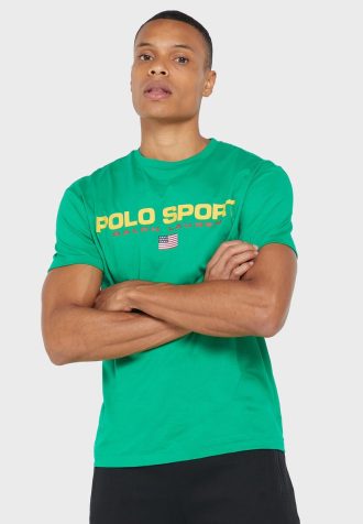Zelená pánská trička Ralph Lauren Logo Crew Neck