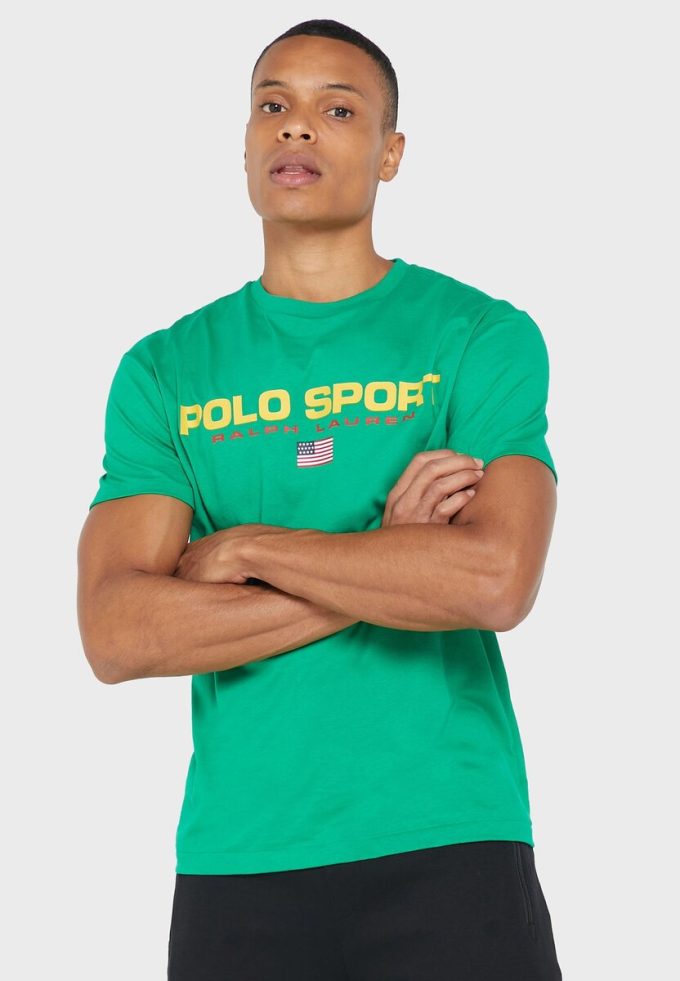 Zelená pánská trička Ralph Lauren Logo Crew Neck
