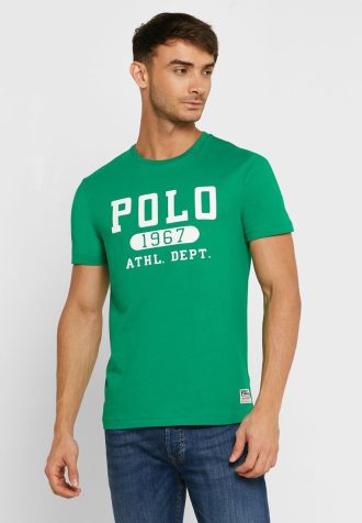 Zelená pánská trička Ralph Lauren Logo Crew Neck