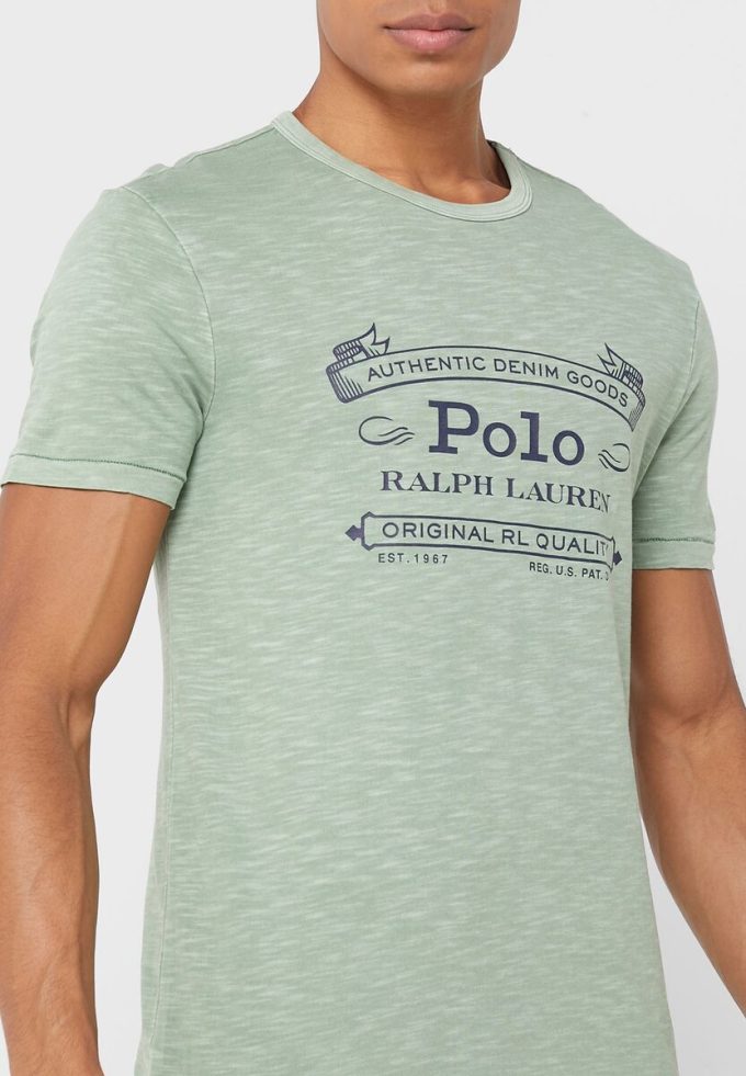 Zelená pánská trička Ralph Lauren Logo Crew Neck Zelená pánská trička Ralph Lauren Logo Crew Neck