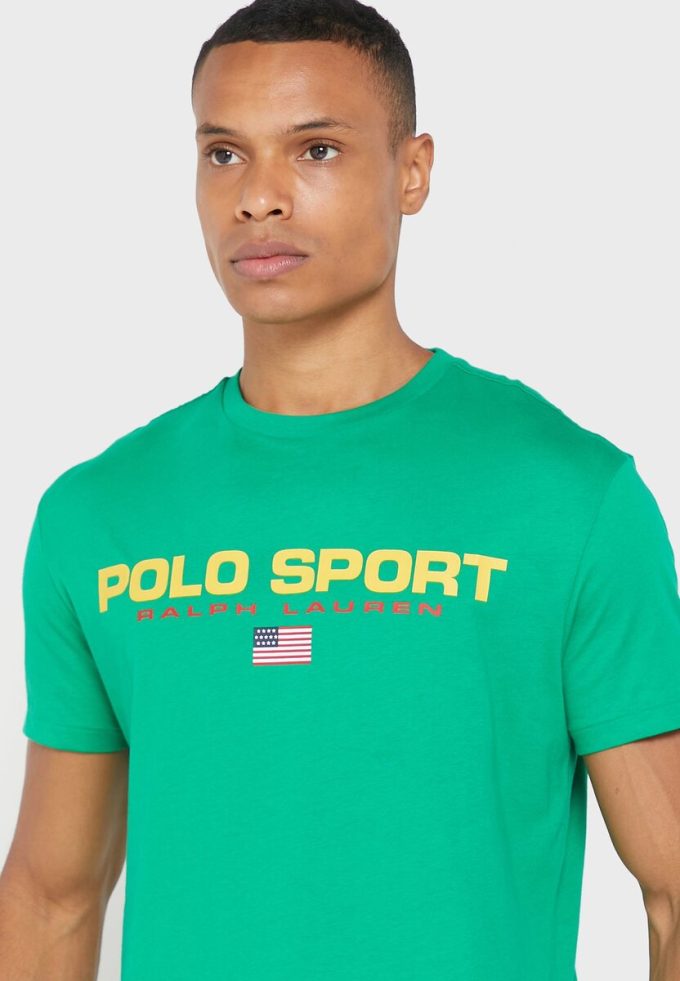 Zelená pánská trička Ralph Lauren Logo Crew Neck