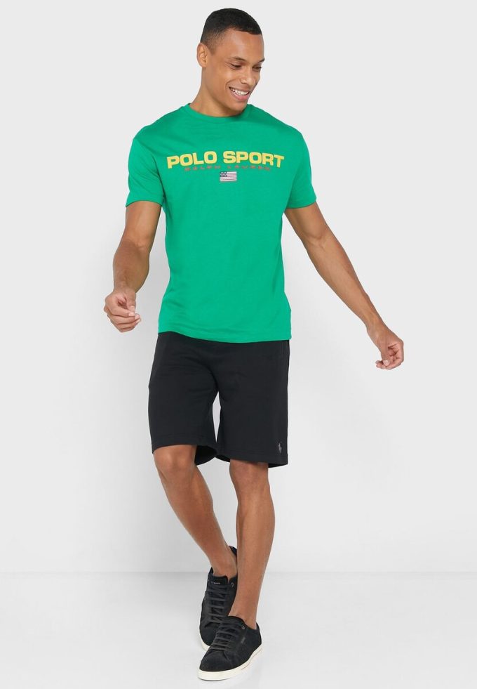 Zelená pánská trička Ralph Lauren Logo Crew Neck