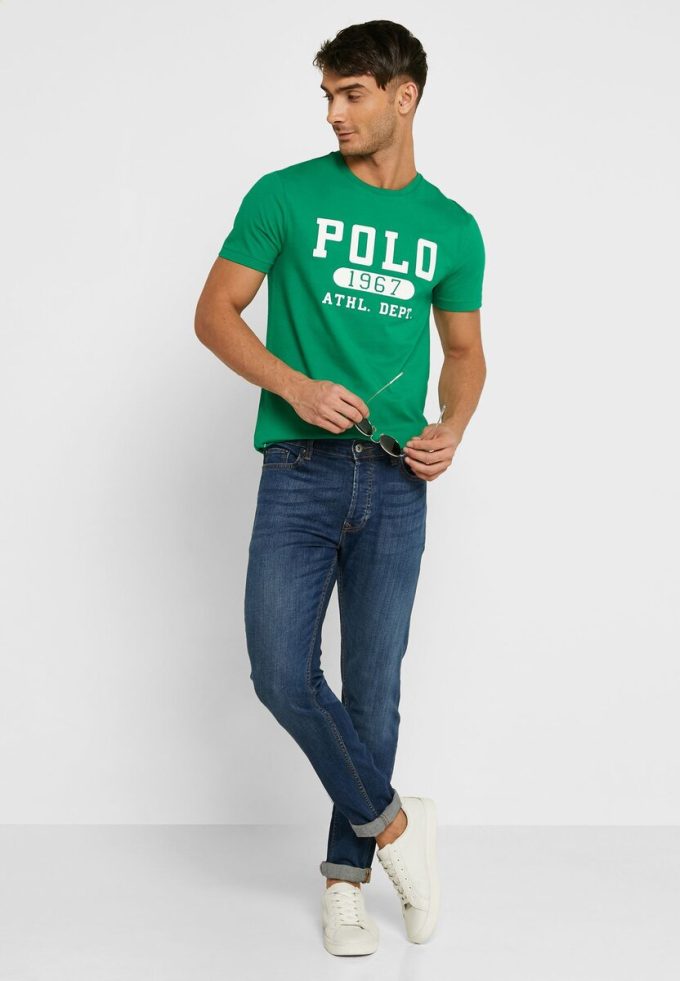 Zelená pánská trička Ralph Lauren Logo Crew Neck
