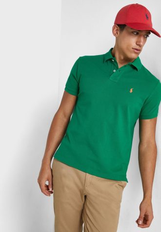 Zelené pánské základní polokošile Ralph Lauren