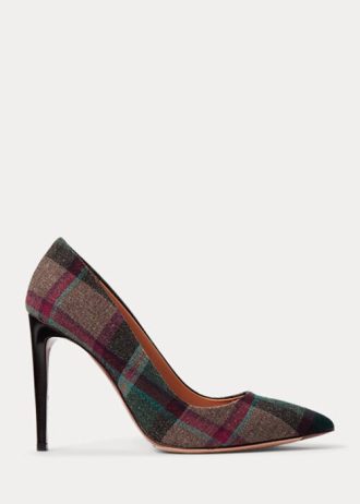 Zeleno/červené dámské kostkované vlněné podpatky Ralph Lauren Celia Zeleno/červené dámské kostkované vlněné podpatky Ralph Lauren Celia