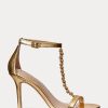 Zlaté dámské kožené sandály Ralph Lauren Kate Metallic Nappa Zlaté dámské kožené sandály Ralph Lauren Kate Metallic Nappa