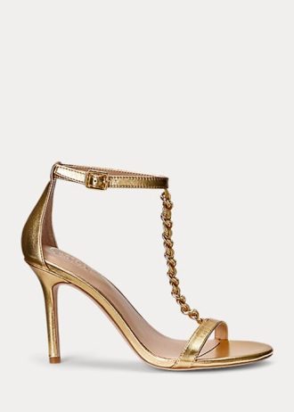Zlaté dámské kožené sandály Ralph Lauren Kate Metallic Nappa