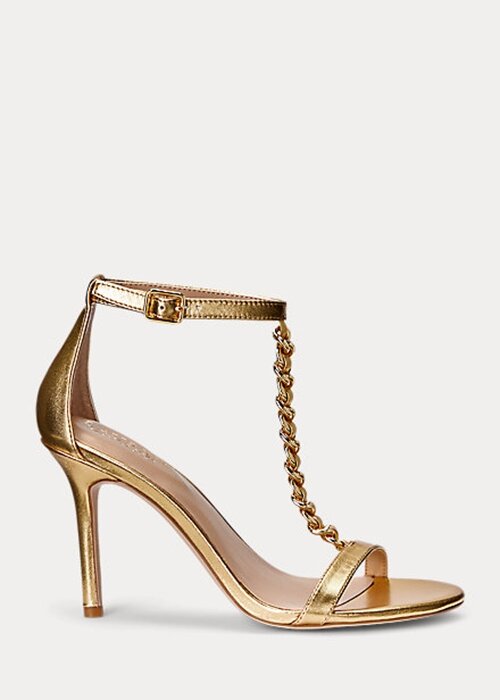 Zlaté dámské kožené sandály Ralph Lauren Kate Metallic Nappa Zlaté dámské kožené sandály Ralph Lauren Kate Metallic Nappa