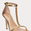 Zlaté dámské kožené sandály Ralph Lauren Kate Metallic Nappa Zlaté dámské kožené sandály Ralph Lauren Kate Metallic Nappa