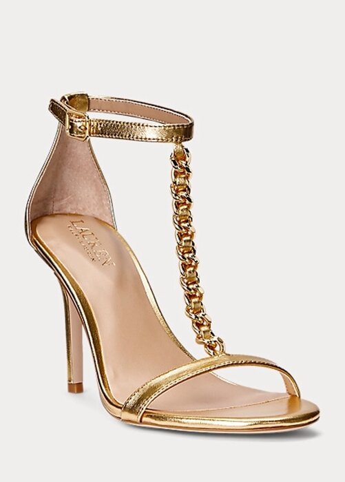 Zlaté dámské kožené sandály Ralph Lauren Kate Metallic Nappa Zlaté dámské kožené sandály Ralph Lauren Kate Metallic Nappa