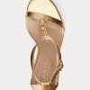 Zlaté dámské kožené sandály Ralph Lauren Kate Metallic Nappa Zlaté dámské kožené sandály Ralph Lauren Kate Metallic Nappa