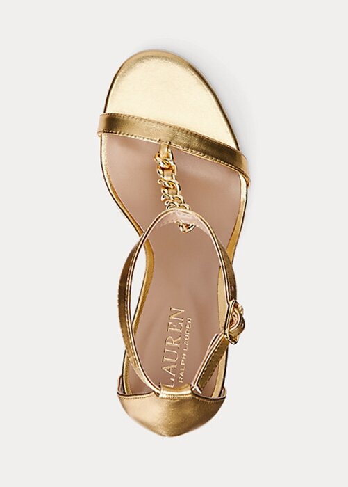 Zlaté dámské kožené sandály Ralph Lauren Kate Metallic Nappa Zlaté dámské kožené sandály Ralph Lauren Kate Metallic Nappa