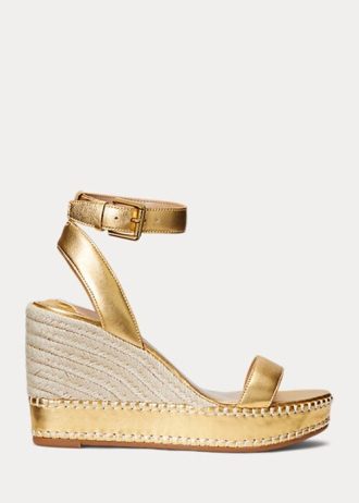 Zlatá dámská kovová espadrilka Ralph Lauren Hilarie