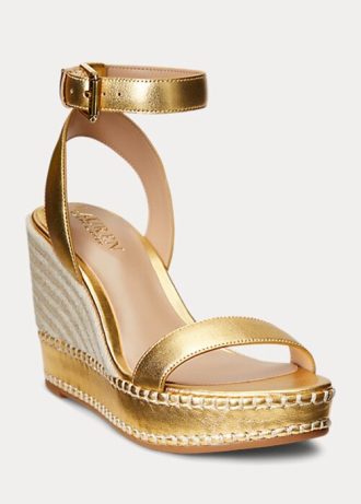 Zlatá dámská kovová espadrilka Ralph Lauren Hilarie