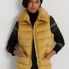 Zlatá dámská saténová prošívaná vesta Ralph Lauren