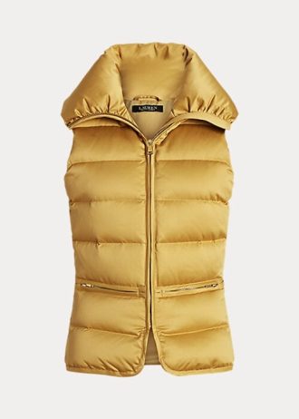 Zlatá dámská saténová prošívaná vesta Ralph Lauren