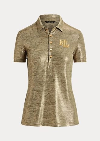 Zlaté dámské triko Ralph Lauren Jersey s fóliovým potiskem Zlaté dámské triko Ralph Lauren Jersey s fóliovým potiskem